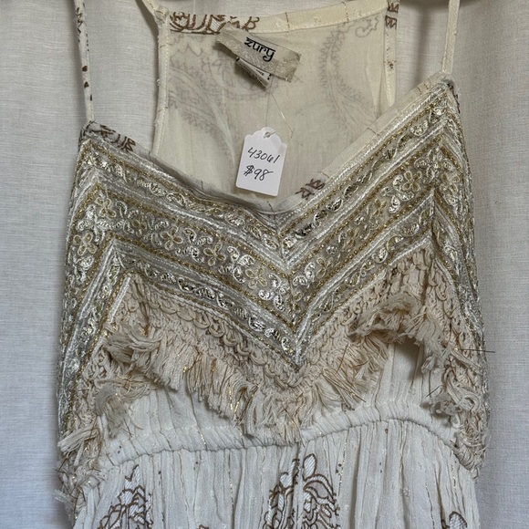 NWT Boho Cream and Gold Dress - Picture 2 of 7